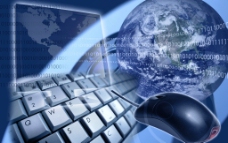 鼠标科技商务科技背景键盘鼠标地球图片