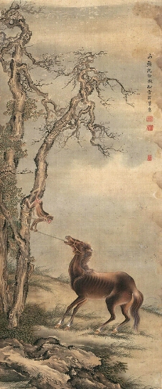马和猴图片