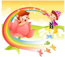 彩虹与儿童　韩国卡通