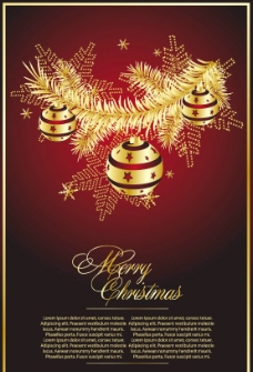 圣诞背景 圣诞包装 圣诞贺卡 金色树枝花纹 金叶图片