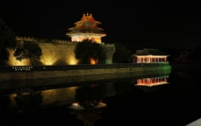 北京夜景高清晰北京故宫八角楼护城河夜景图片