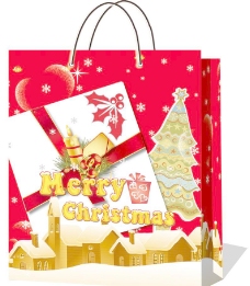 圣诞礼品房屋雪花礼品袋（大红）图片