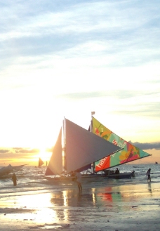 夕阳 帆船图片