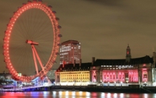 伦敦 泰晤士河 摩天轮 夜景图片