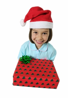 圣诞女孩拿着礼盒的圣诞小女孩图片