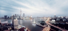 上江上海黄浦江180度全景图片