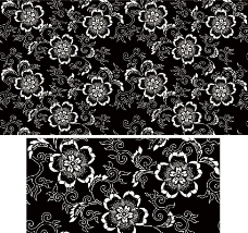 黑白无缝古典花纹花朵花边图片