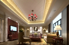 3D制作别墅设计豪华室内客厅设计3D效果图制作图片